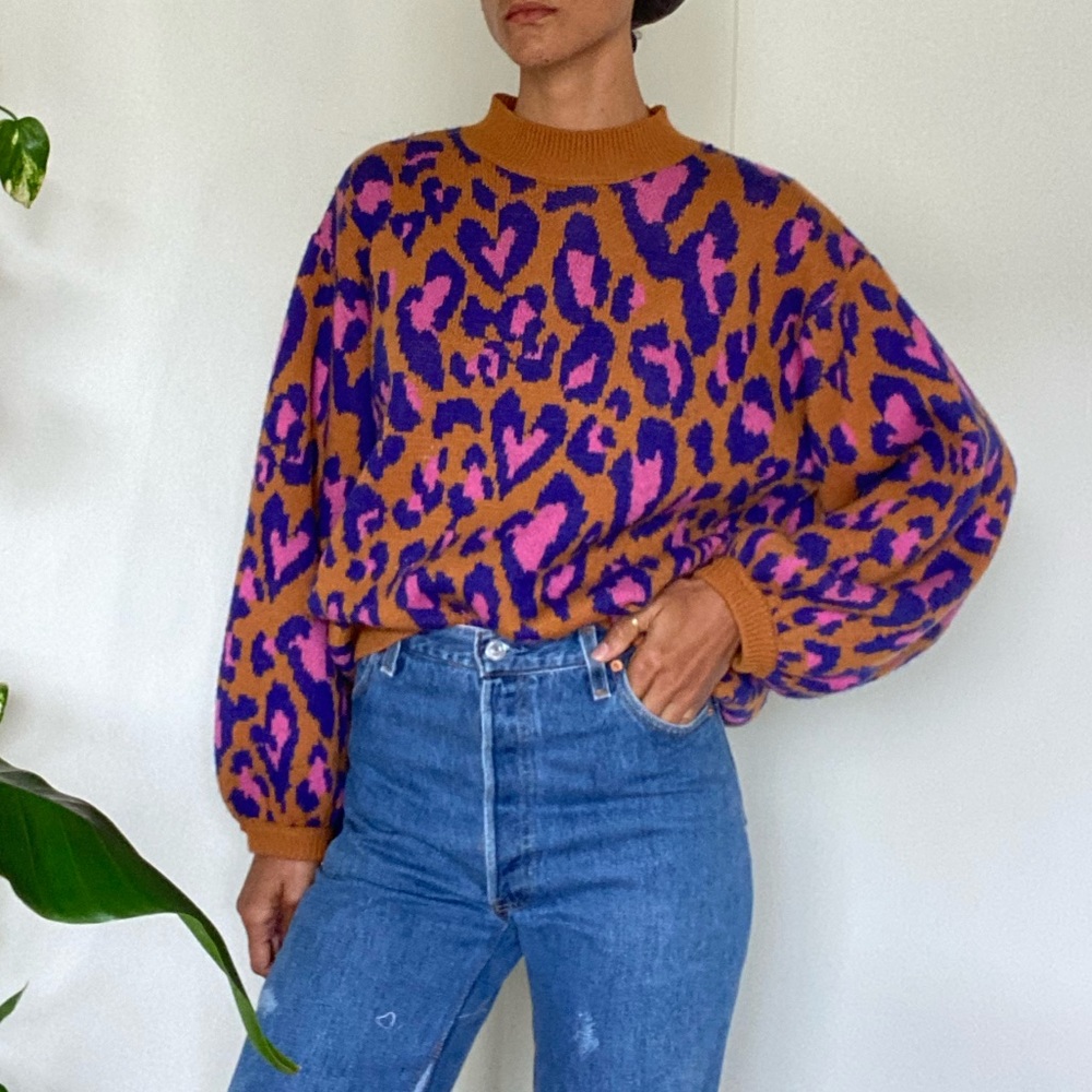 Farm Rio cheetah sweater -size xs-M